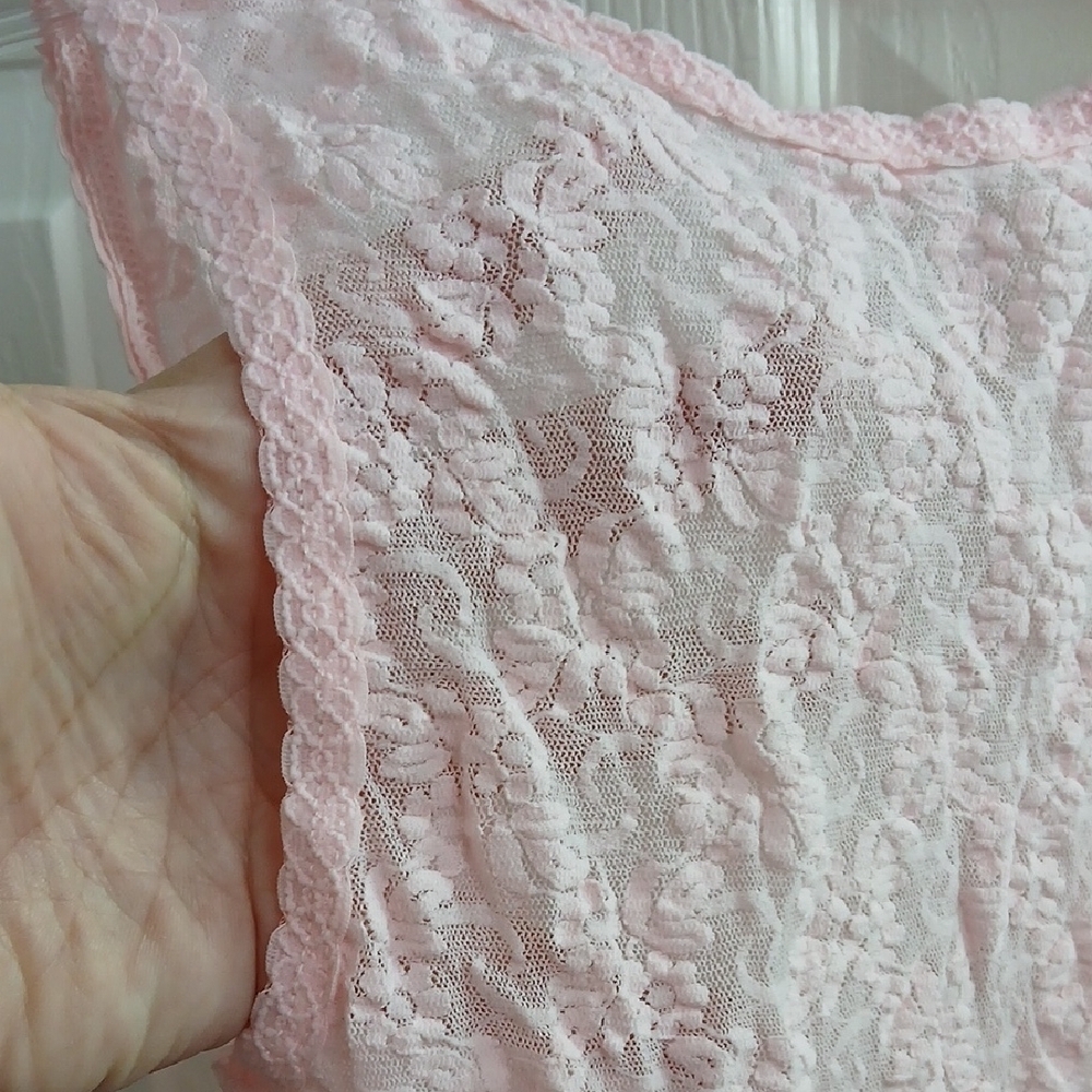 Vintage‎ Pink Floral Lace One Piece Bodysuit Size M Feminine Sheer - Picture 4 of 14